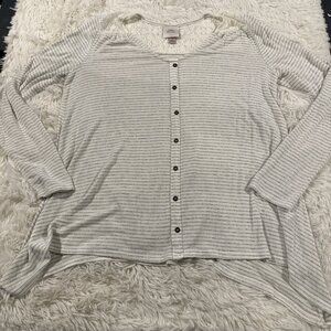 Knox Rose womens boho priarie striped lace button down M top timeless